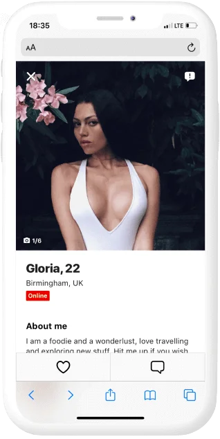 Hookupers mobile profile preview